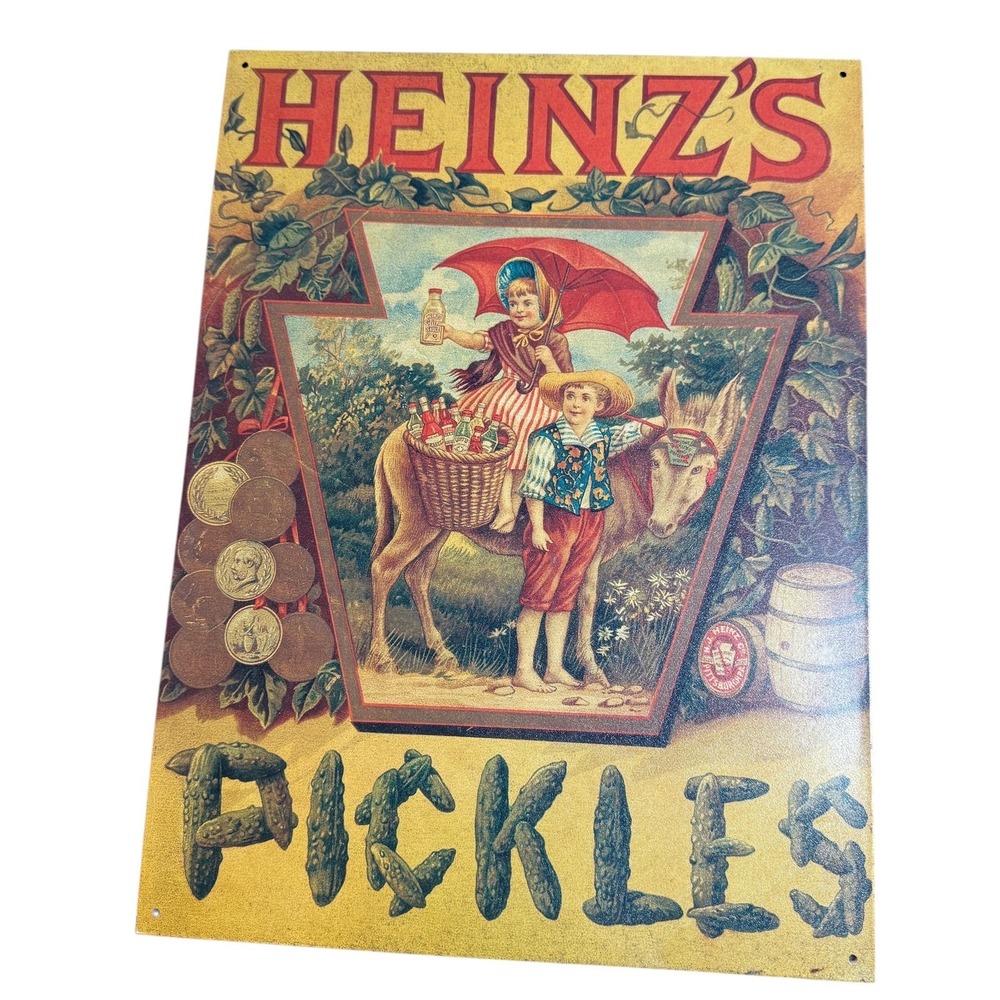 Vintage "HEINZ'S PICKLE'S" Embossed‎ Metal Sign, 1993, 16" High X 12" Wide